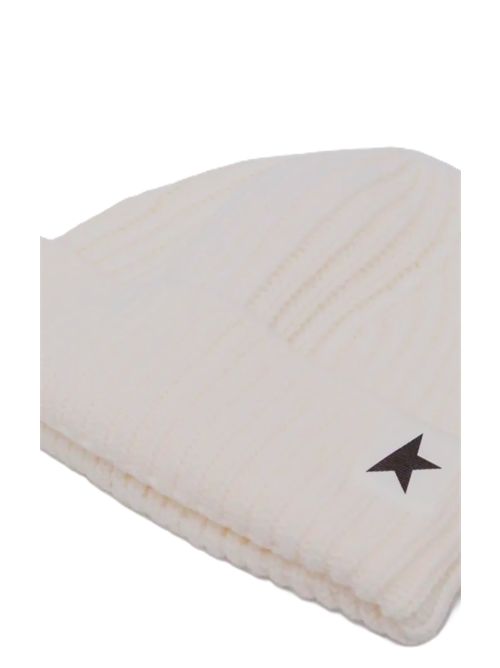 Golden Goose Star Patch Ribbed Beanie bianco Golden Goose | GUP01035P00060110190 OFFWHITE